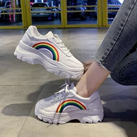 casual sneakers women white shoes fashion female platform shoes ladies lace up rainbow vulcanize shoes loafers femmes chaussures