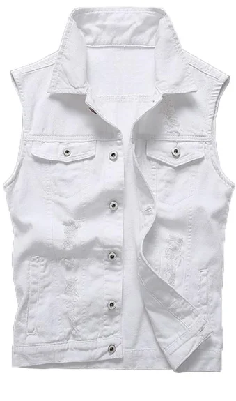 2019 винтажный дизайн мужской джинсовый жилет белого цвета без рукавов