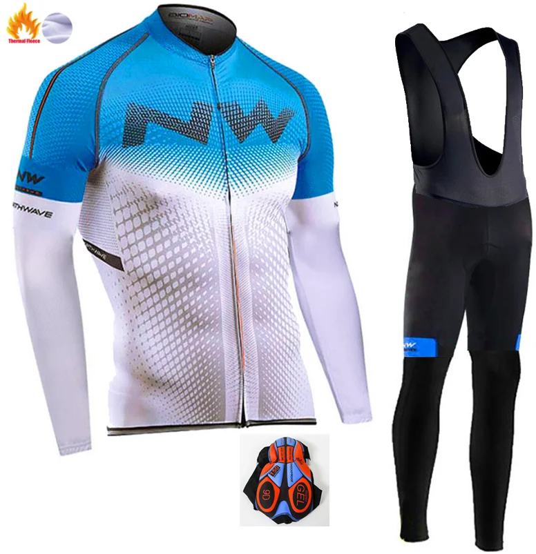 Winter Cycling suit Northwave Велоспорт Джерси Pro командный велосипед Зимний термальный флис с длинным рукавом набор Ropa Ciclismo велосипед триатлон, Велоспорт Набор - Цвет: Winter Cycling suit
