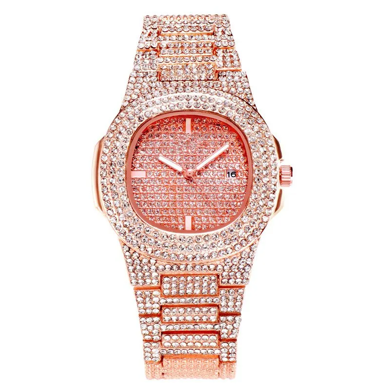 Rose gold Золотые, серебряные, розовые, кварцевые, модные, квадратные, Роскошные, Гипсофилы, набор, стальной ремешок, часы, стразы, календарь, наручные часы, женские часы - Цвет: Rose gold