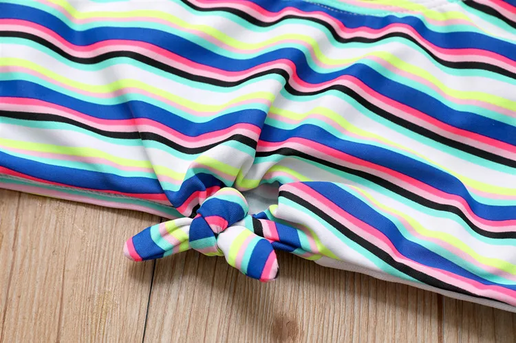 Детский купальник-бикини для девочек комплект плавания в полоску