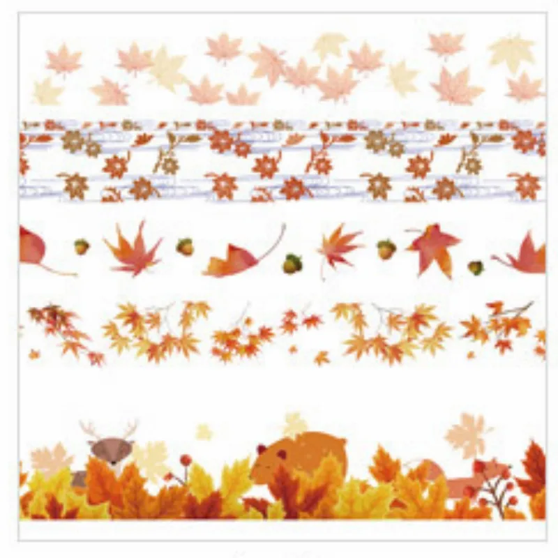 Maple leaf 1 set 5ps 5 шт./кор. декоративный скотч с цветочным принтом для художественного оформления ногтей, ручная работа Скрапбукинг фруктовая маска Sakura бледно-лиловый клейкая этикетка наклейка канцелярские принадлежности - Цвет: Maple leaf 1 set 5ps