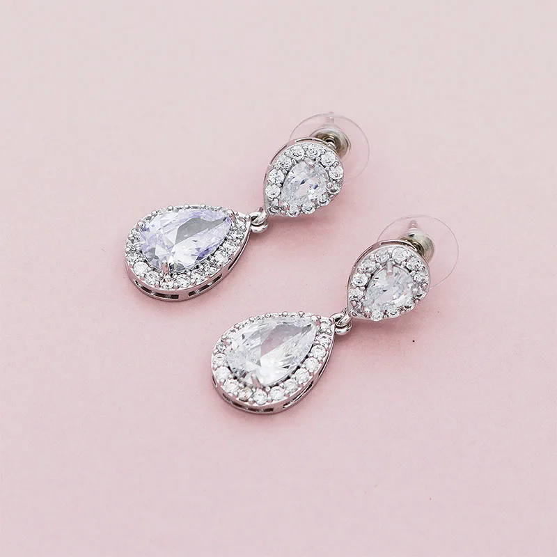 Женские свадебные серьги капельки QYY модные с фианитом класса ААА ювелирные