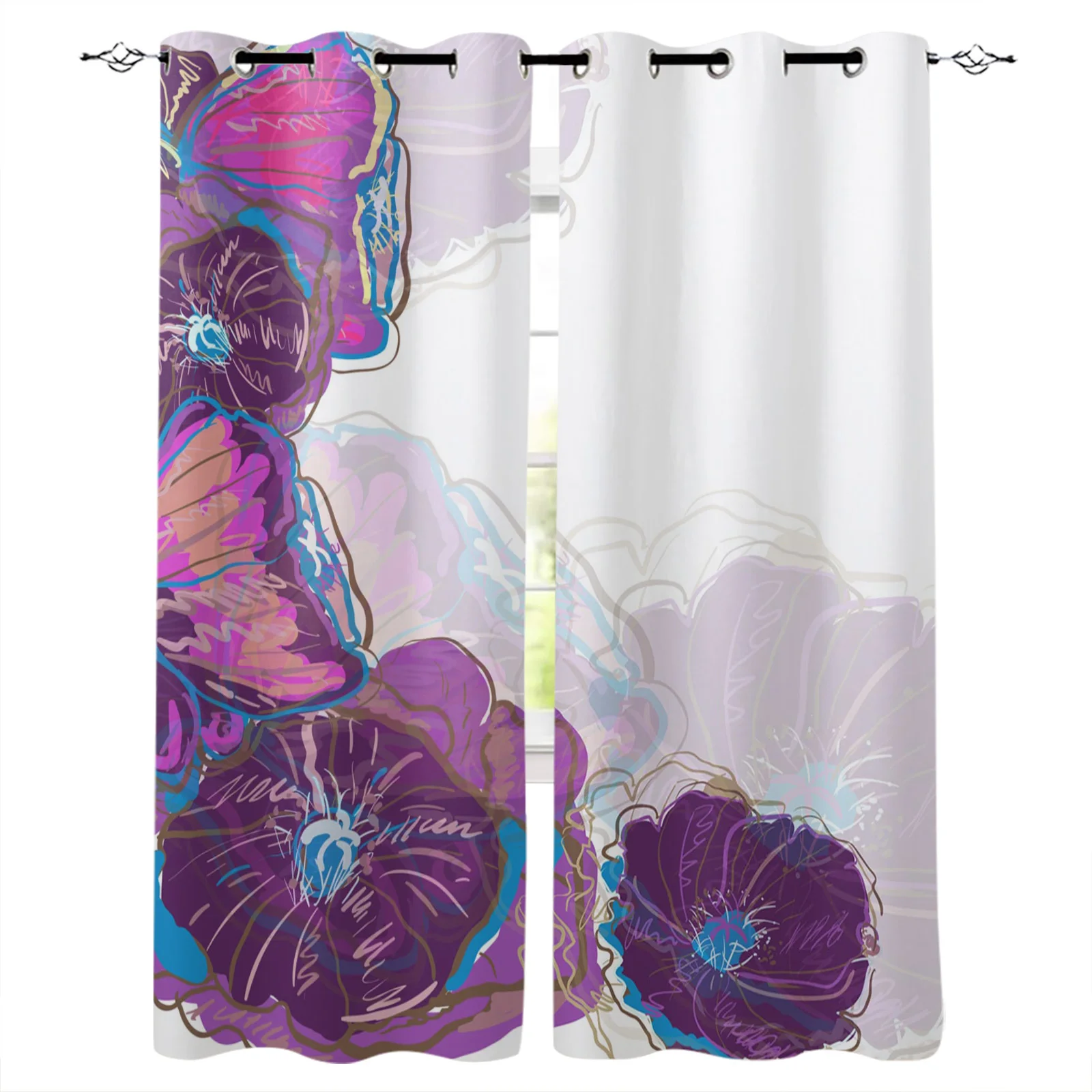 

Роскошные занавески s фиолетовые цветы затемняющие занавески с растениями для спальни домашний декор для гостиной кухни затемняющие занав...