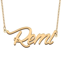 remi name necklace for women stainless steel jewelry 18k gold plated nameplate pendant femme mother girlfriend gift