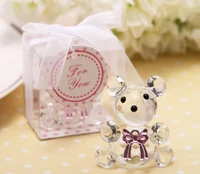 mini crystal bear in gift boxes baby shower boy girl baptism party souvenir newborn baby gifts box crystal wedding favors sn106