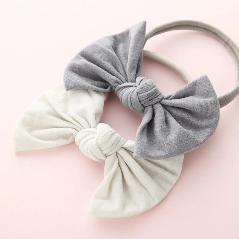 

50pcs/lot Elastic Bow Headbands Cute Nylon Girls Hair Accessories Soft Bow Hairband Lovely Bow-knot Headbands Head wear For Kids