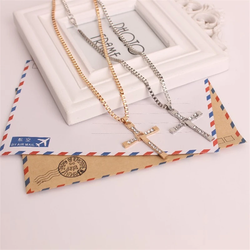 Модная бижутерия Очаровательное ожерелье с подвеской крестом Форсаж 8 для