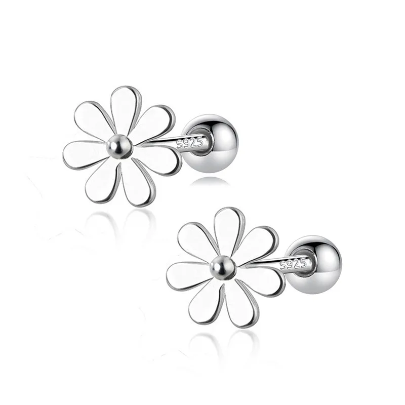 Trustdavis Real 925 Sterling Silver Fashion Sweet Flower Screw Stud Earrings For Women Children Mini Minimalist Jewelry DA1920 | Украшения