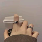 Кольца в форме сердца для женщин, ювелирные изделия в стиле панк и хип-хоп для девушек, корейские винтажные кольца в стиле Харадзюку высокого качества, модные женские кольца 2022