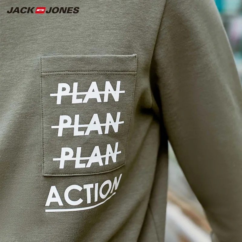 JackJones Мужская Уличная хлопковая Футболка с буквенным принтом и круглым вырезом