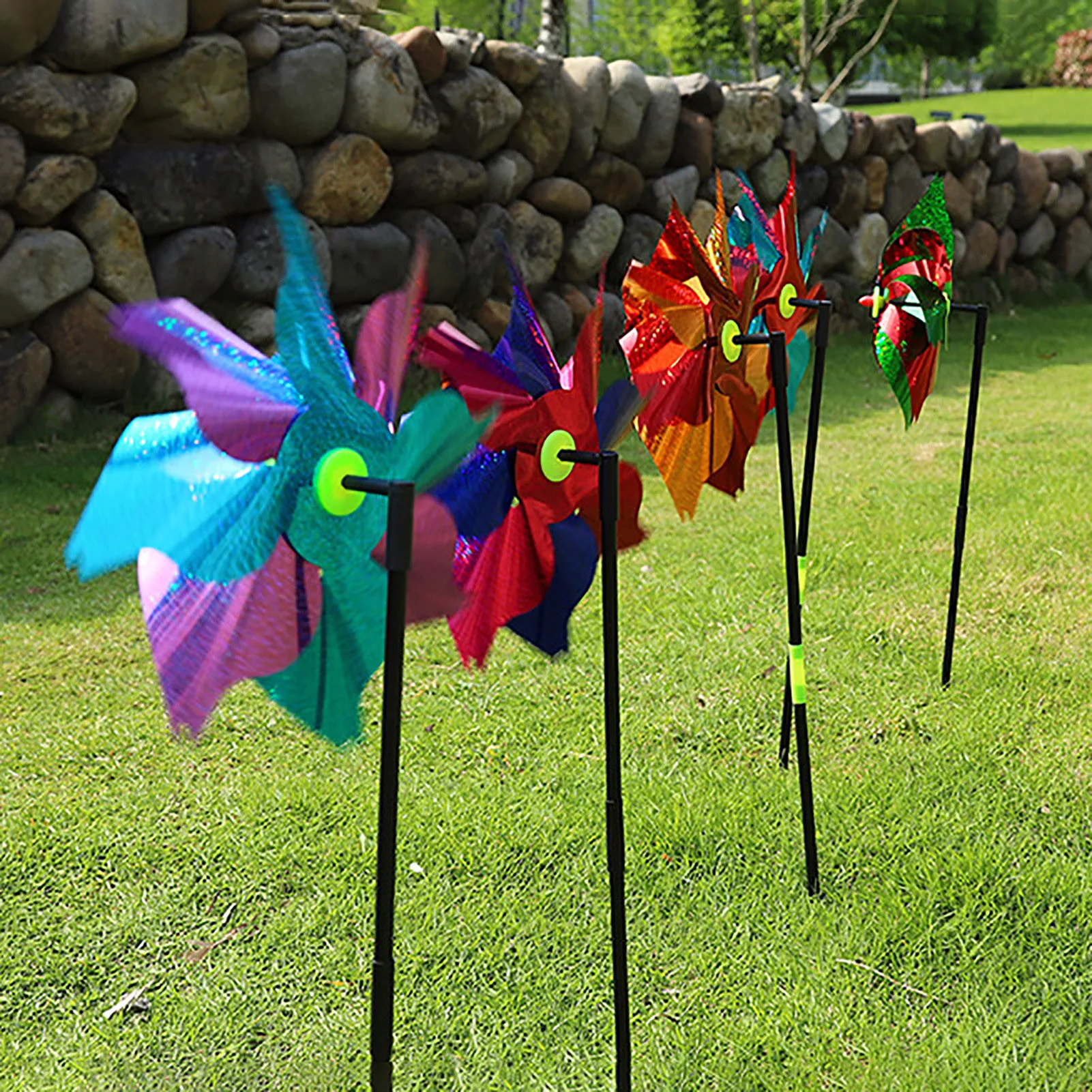 

4pcs/set Wind Spinner Reflective Bird Windmill Garden Decorative Reflective Pinwheel Outdoor Bird-Scaring Equipment