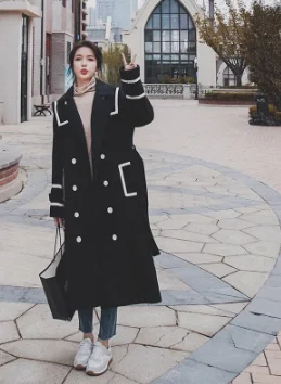 

Woolen Jacket Women Double Button Loose Elegant England Style Full Sleeve Large Lapel Collar 2021 New Autumn Fashion HC267