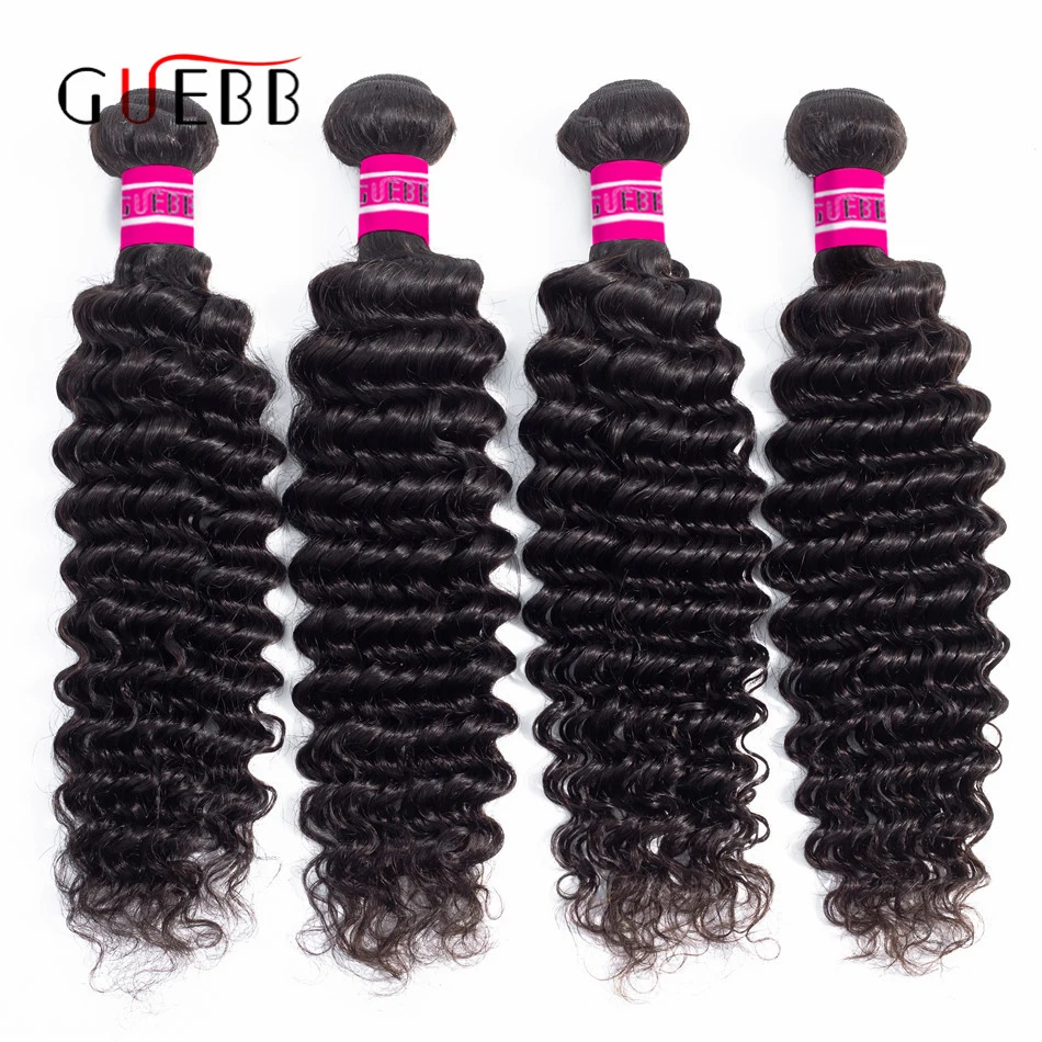 GUEBB глубокая волна пучки бразильских локонов плетение 28 30 дюймов человеческие