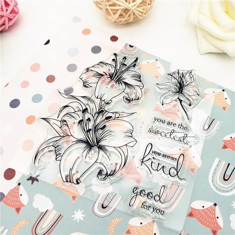 10x10cm Lily Flower Clear Stamps Transparent Seal Silicone TPR Christmas Wedding Roller DIY Scrapbook Album Card | Дом и сад