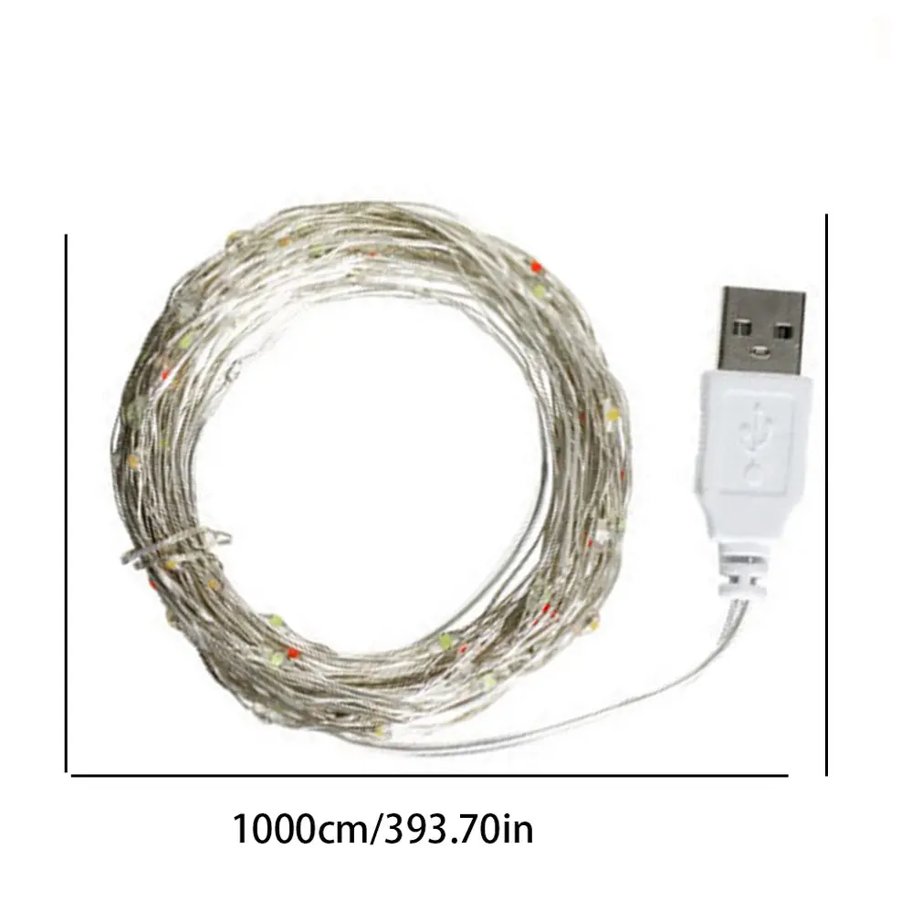

10m 100 Led Holiday Light String Usb With Remote Control Light String Silver Line Light String Christmas Decoration Small Lights