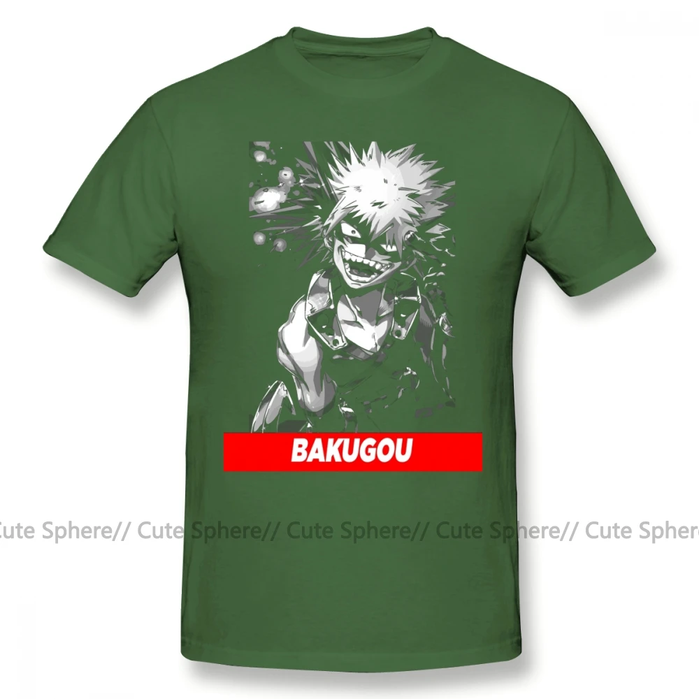 Bakugou футболка Bakugou Boku No Hero Academy футболка уличная плюс размер футболка потрясающая Мужская футболка с короткими рукавами и принтом - Цвет: Army Green