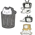 Креативная мультяшная брошь для моделирования белого кота и белого медведя для женщин и мужчин, эмалированная заколка-значки на лацкан, брошь, забавные украшения вечерние