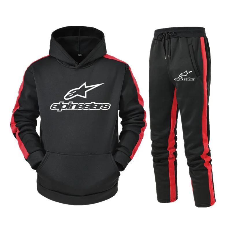 

Alpinestars Print men casual loose-fitting long-sleeved hoodie suit long-sleeved hoodie fitness pants two piece splicing Hoodie
