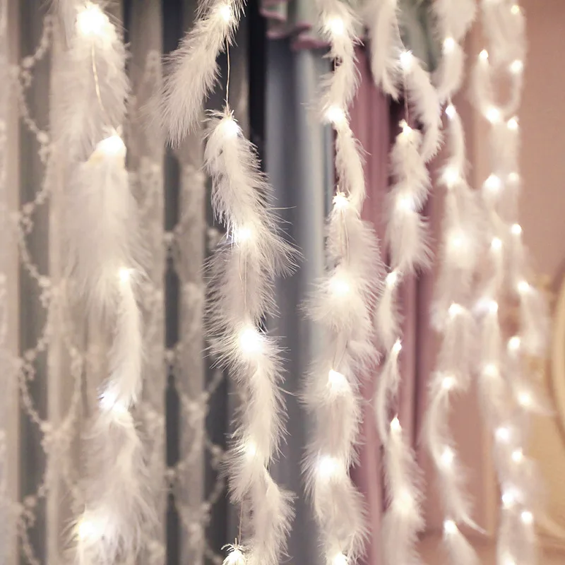 

Curtain LED String Light Feather Star Lighting Girl Heart Room Decoration Holiday Decoration Curtain LED Light String christmas