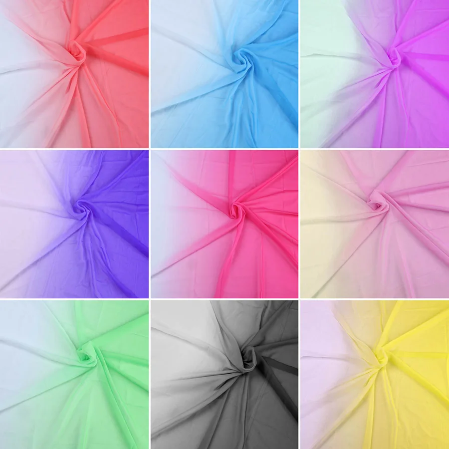 Градиент Омбре ткань с цветным оттенком 100D шифоновая драпированная для