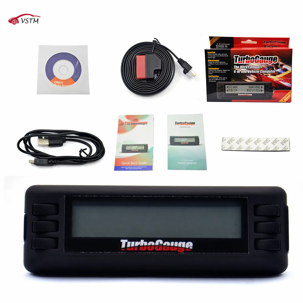 2018 Новое поступление Turbogauge 4 в 1 автомобиля компьютер OBDII/EOBD (система бортовой