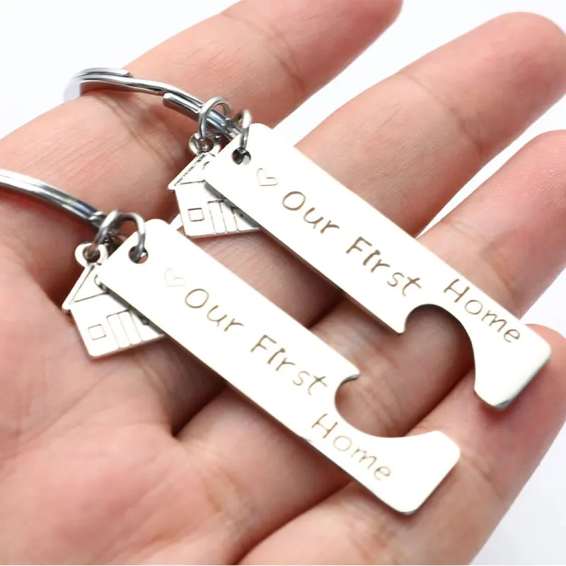 

2pc/set Customized Couples Keychain Boyfriend Girlfriend Keyring Husband Anniversary Valentine Day Gift Women Men KeyChain