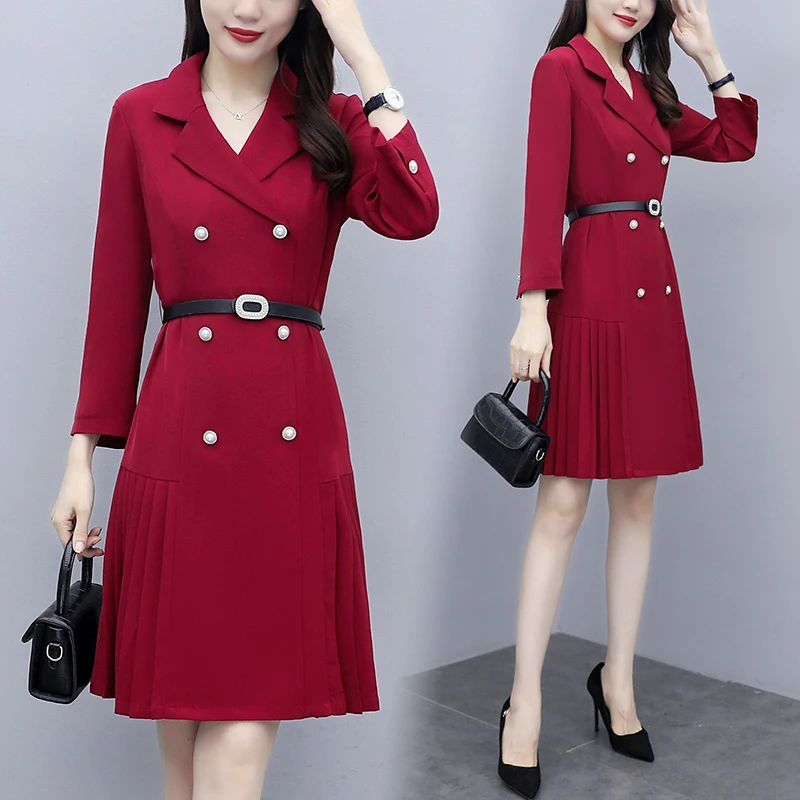 

Весеннее красное платье-костюм, модная женская одежда, элегантное платье миди, vestidos de festa ol, женское Пастельное платье