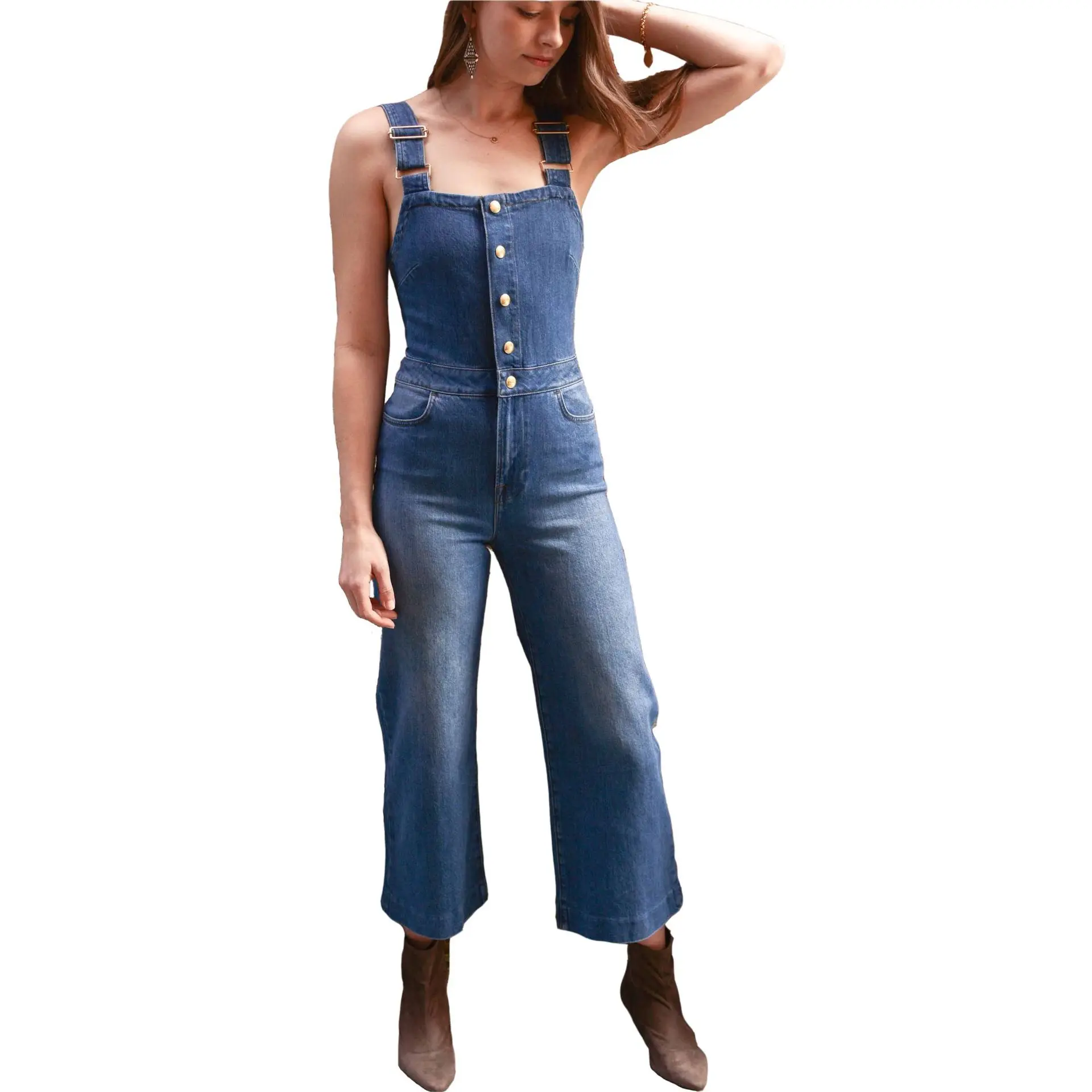 

New women's jeans slim body sexy jumpsuit with conjunctiva denim trousers