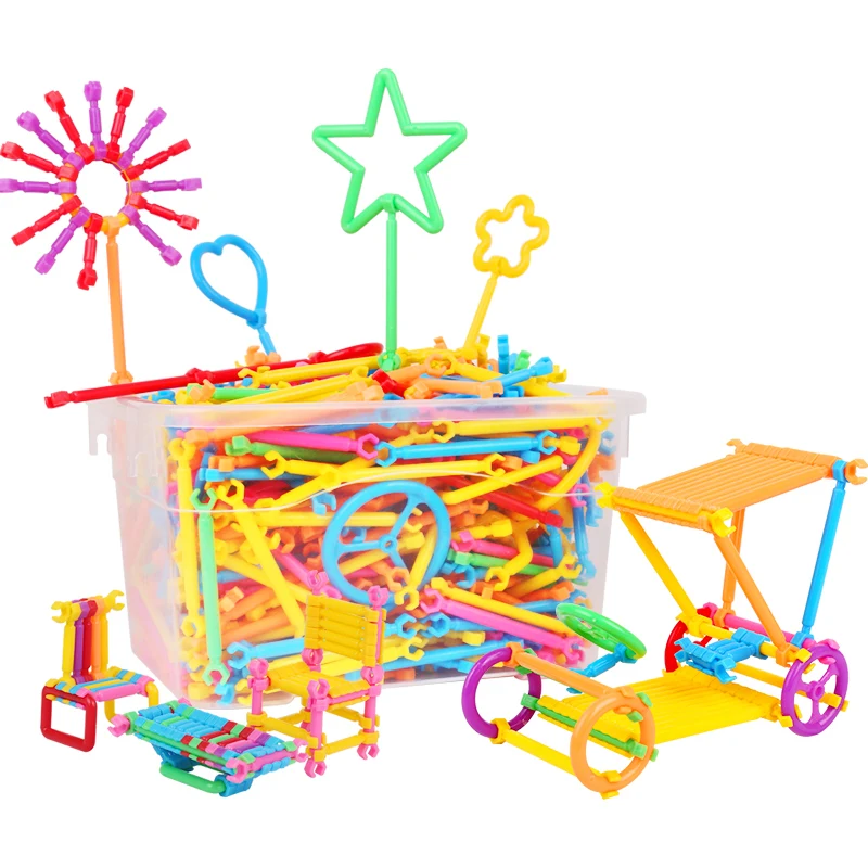 

258pcs Interlocking 3D Puzzle Building Blocks Bars Sticks Construction Engineering Set Early Educational Toys for Kids