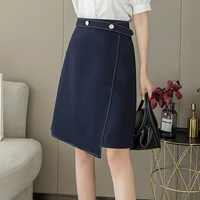 design hip irregular short skirt 2021 spring summer korean commuter high waist bag hip a line skirt long brown skirt