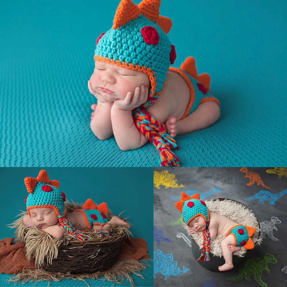 Knit Cartoon Cap Infant Boy baby Short Outfit Newborn Photography Props Accessorie Kawaii new born photography Hat | Детская одежда и