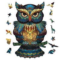 new colorful owl wooden puzzle 3d diy a3 a4 a5 fidget toy alien animal jigsaw game 100 200 300 pieces for kids child gift