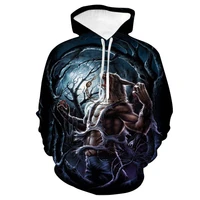 2021 spring and autumn new mens and womens hoodie 3d printing werewolf fashion sweatshirt casual long sleeve coat