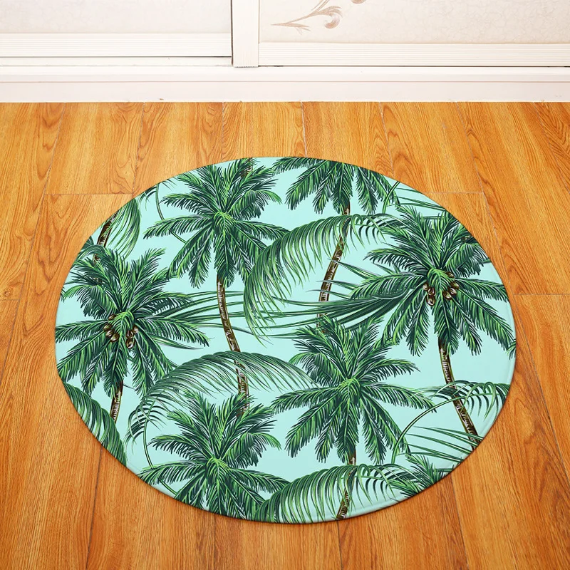 Круглый ковер с принтом тропических растений для гостиной компьютерный кресла