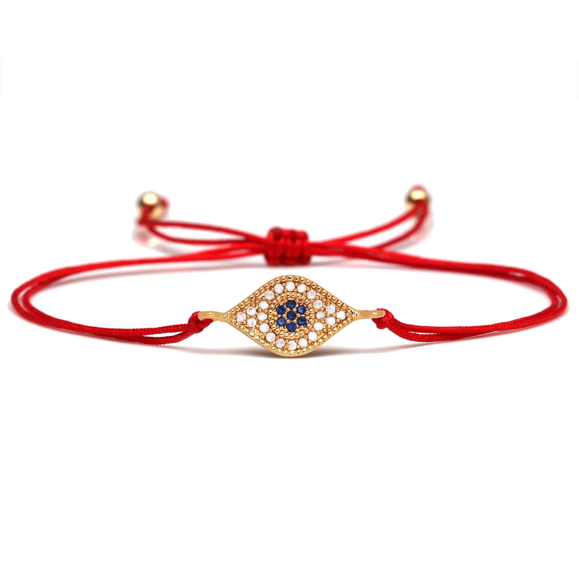 Sparkling Cubic Zirconia Prismatic Evil Eye Charm Bracelet Women Girl 2020 New Fashion Blue Turkish Red String Jewelry Gift | Украшения и
