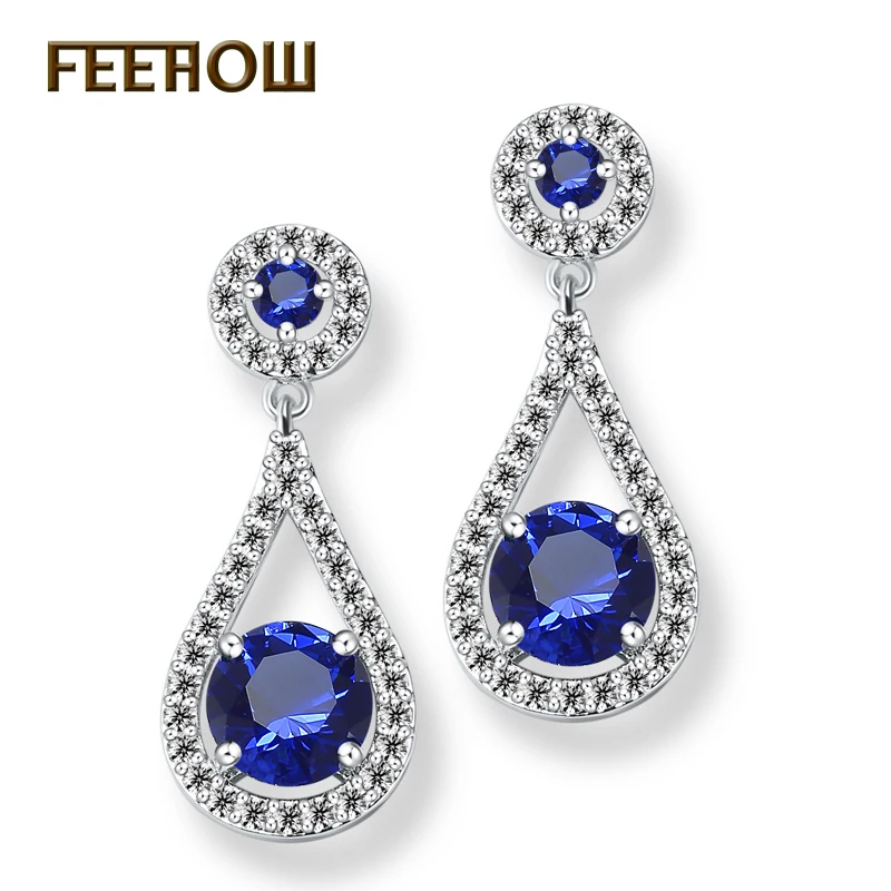 Женские винтажные серьги капли FEEHOW Имитация кристаллов красного цвета ювелирные