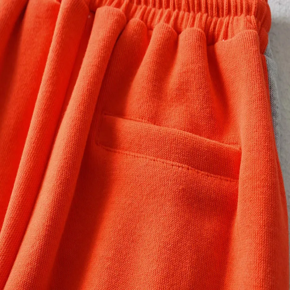 

Korean Casual Loose Gray Orange Patchwork Sweatpants 2020 Autumn New Stylish Female Track Pants Drawstring Elastic Waist Trouser