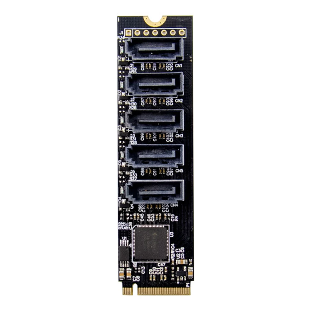 

JMB585 M.2 To NGFF 5 Ports SATA3.0 Adapter Card M.2 Key M SATA3.0 Expansion Card For PC Laptop