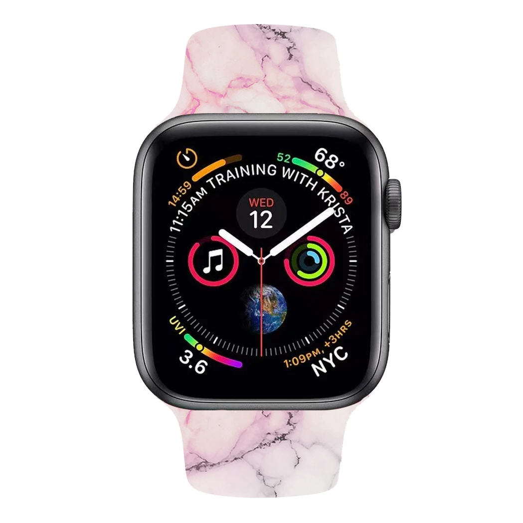 Силиконовый напечатанный Рождественский подарок ремешок для Apple watch 5 4 3 2 1 полосы 40 мм 44 мм цветочный ремешок для iWatch серии 5 4 3 2 38 мм 42 мм