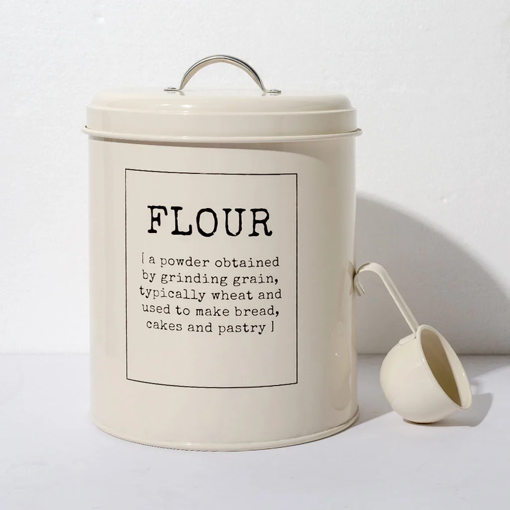 

Металлическая банка для хранения рисовой муки в рустикальном стиле, Контейнер объемом 5 л, герметичная Герметичная крышка с ложкой