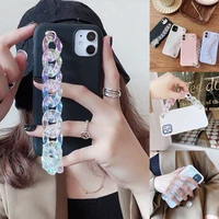 fluorescent colorful wrist chain phone case for iphone 12 11 pro max mini xr x xs max 6 6s 7 8 plus crystal bracelet soft cover
