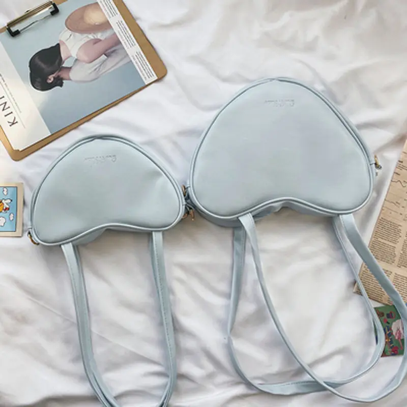 New Design Girls Cute Love Heart Shape Tote Handbags PU Leather Candy Colour Lovely Ladies Shoulder Bags High Quality Bag | Багаж и сумки