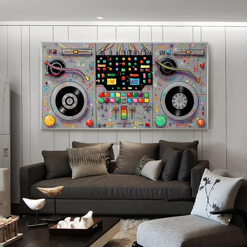 

Abstract Music Controller Canvas Painting Modern Musical Instrument Graffiti Poster and Print Picure for Living Room Bar Decor