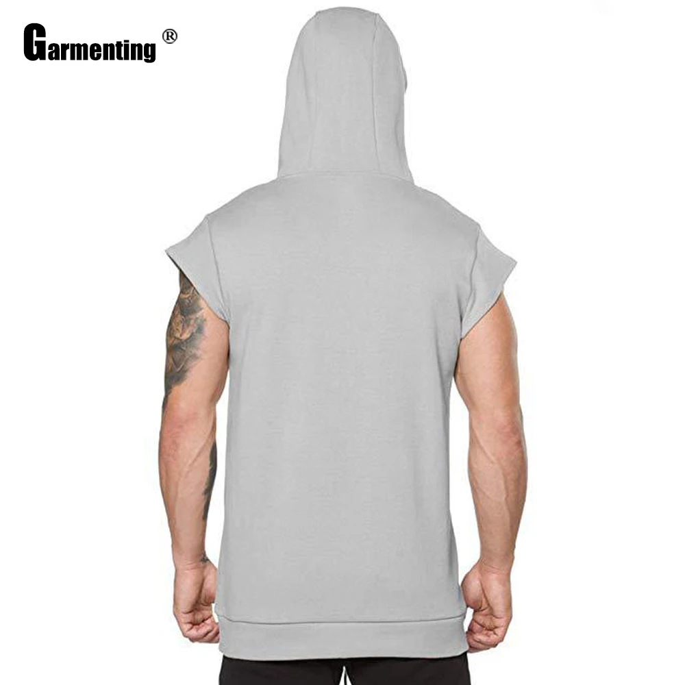 

Garmenting 2021 Mens Hoodie T-shirt Pathwork Pocket Summer Casual masculinas ropa Top Pullovers Khaki Gray Sports Male Clothing