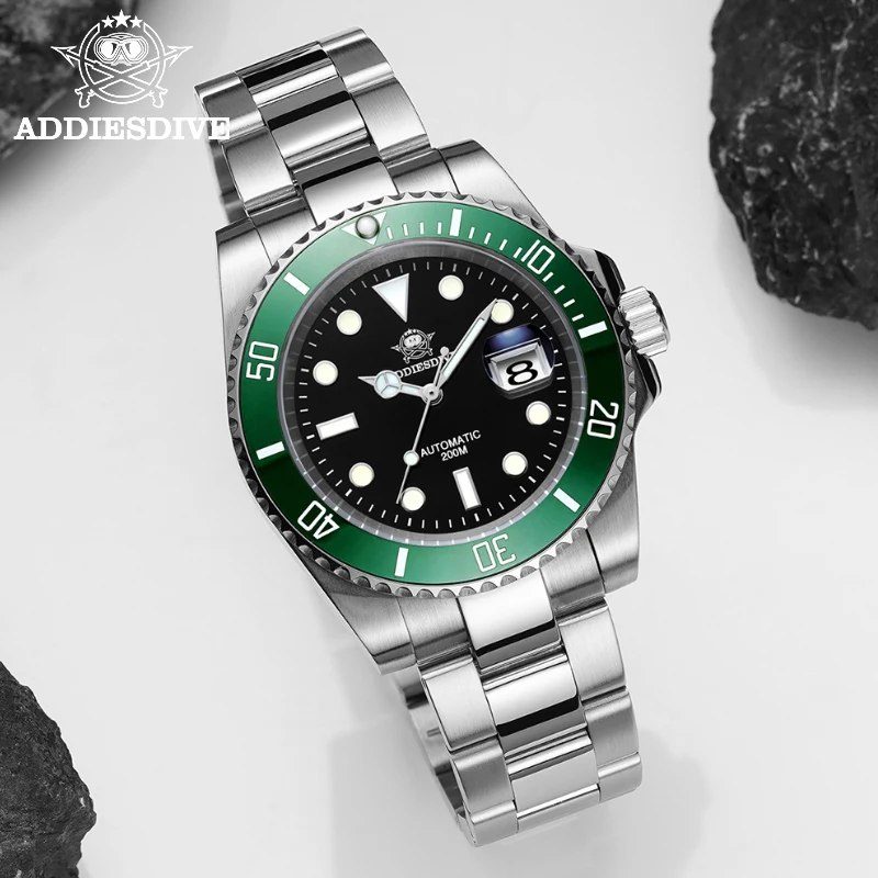 

Addies swiss Watch Dive Men Automatic Watch Sapphire Luxury Sapphire Crystal Mechanical Wristwatch Stainless Steel Waterproof