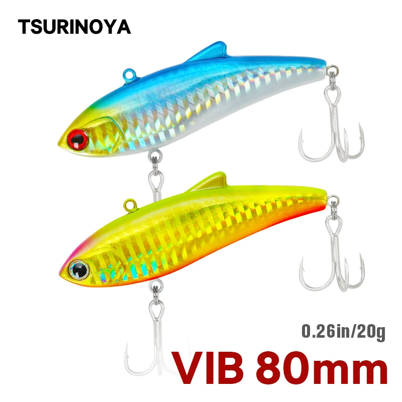 

TSURINOYA DW08 VIB Fishing Lure 8cm 20g Full Swimming Layer Vibration Artificial Hard Bait with 4# Treble Hooks for Saltwater