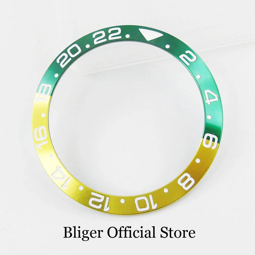 Новая мода 38 мм зеленый золотой алюминиевый сплав БЕЗЕЛЬ для наручных часов