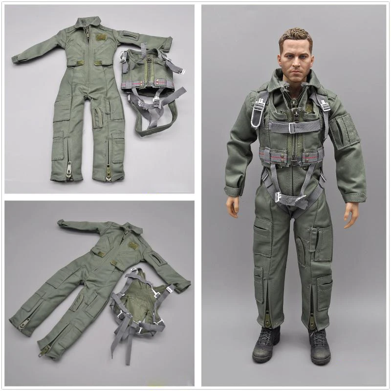 

1/6 Scale Soldier Modern U.S. Air Force Pilot Army Green Flight Suit & Combat Chest Hang Component Model For 12‘’ Action Figure