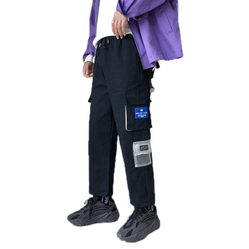 

Streetwear Pencil Pants Mens Fashion Multi-Pocket Casual Cargo Pant Trousers Male High Street Elastic Waist Harem Pant Men